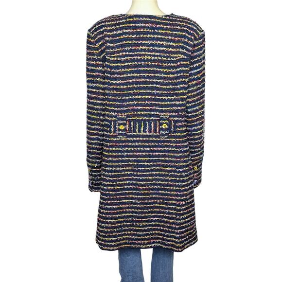 CAbi Headline Topper Jacket Size 16 Multicolor Striped Tweed Bouclé Knee Length - Picture 7 of 14